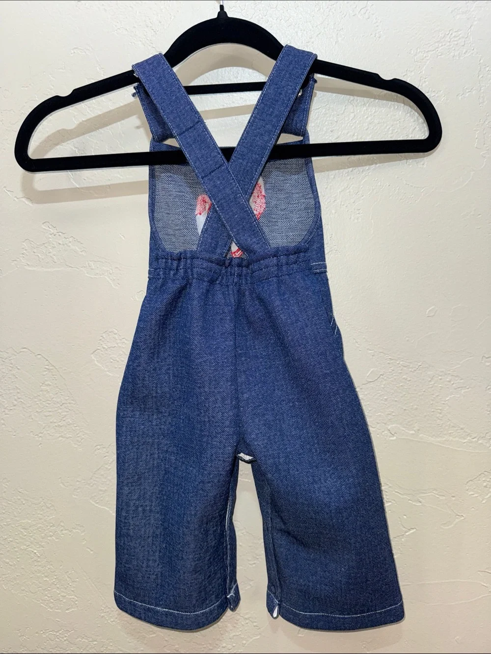 Carter's Vintage Navy Denim Overalls Red & Orange Horse Patch Single Stitch USA